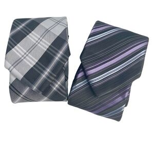 (2) Alexander Julian Colours neck ties/ 1 black/gray plaid design/ 1 multi color